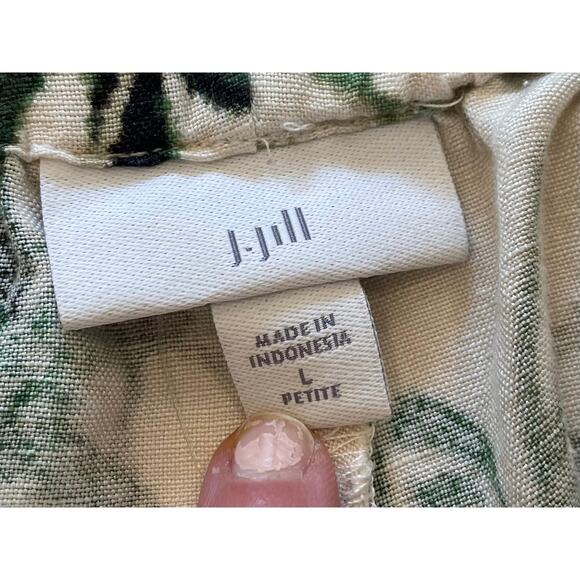 NWT J. Jill Linen Blend Barley Palm Bamboo Tropical Wide Leg Cropped Pants LP - Picture 5 of 15